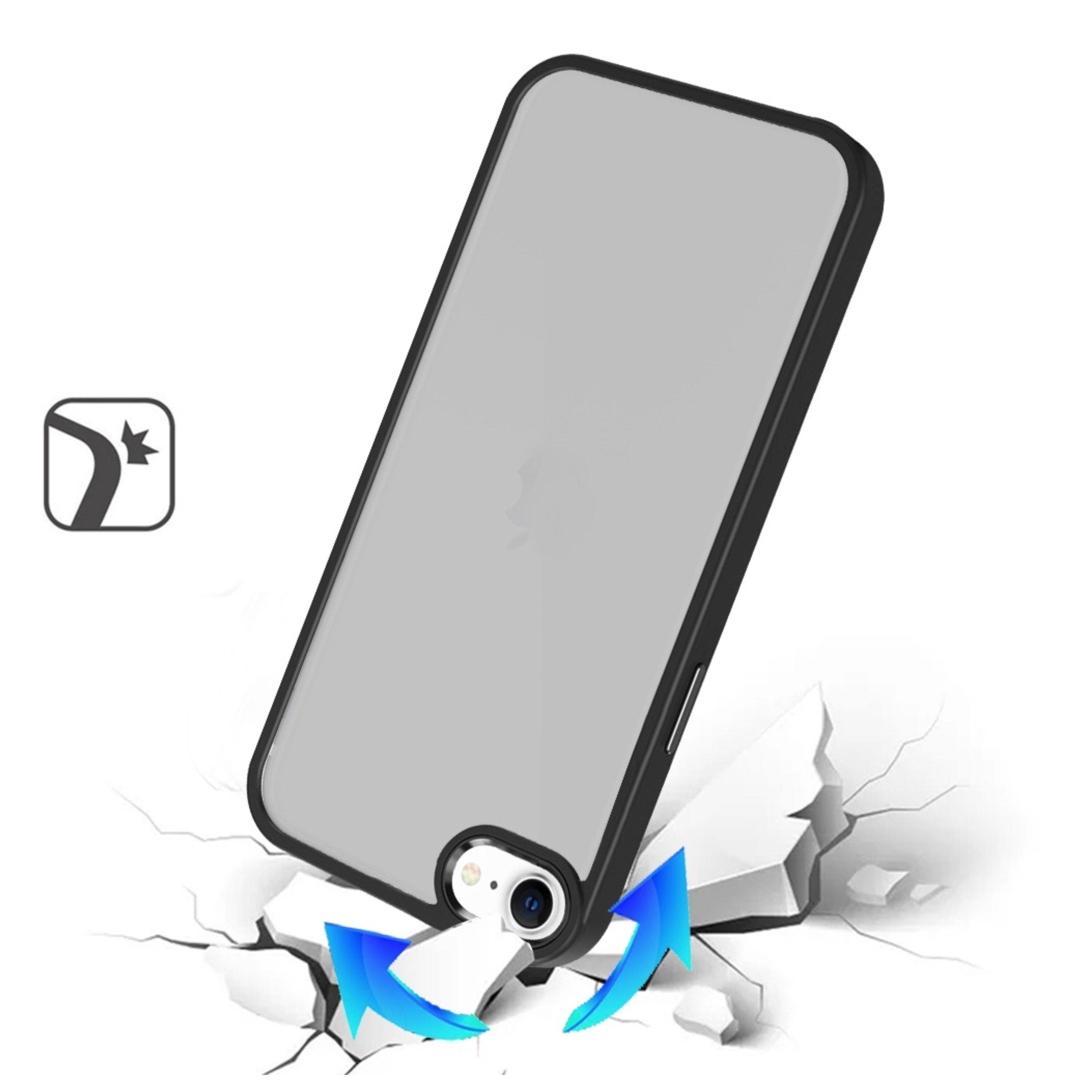 Angle. Kitcheniva - Raised Camera Bezel Metallic Buttons Phone Case With Tempered Glass For iPhone 16e/17e Black - Black.