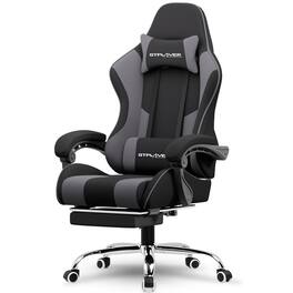 GTPlayer - Gaming Chair Fabric Height Adjustable Computer Chair with Footrest and Headrest - Light Gray