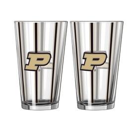 Logo Brands - Purdue Boilermakers Two-Piece 16oz. Striped Pint Glass Set - Multicolor