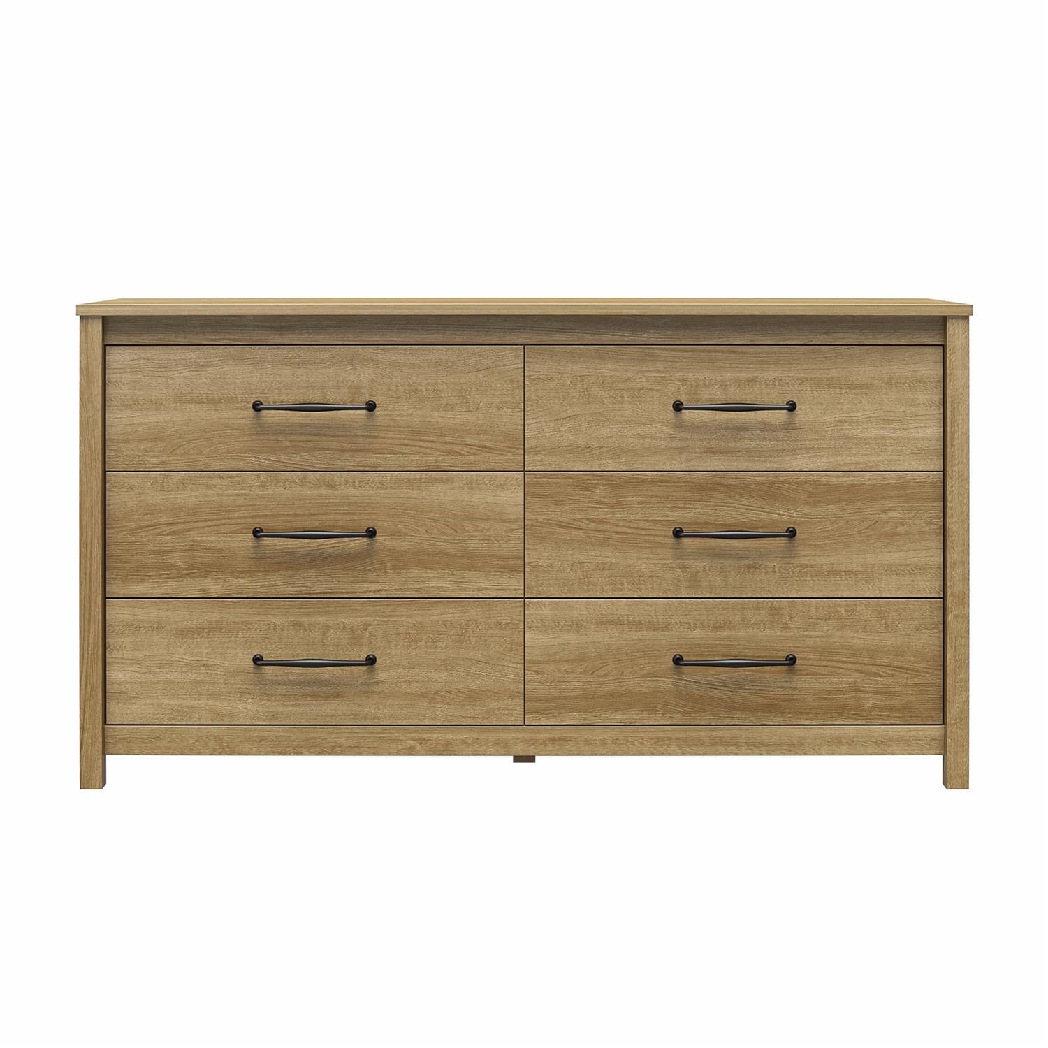 Hivvago - Rustic Farmhouse 6-Drawer Dresser Wood Finish - Natural