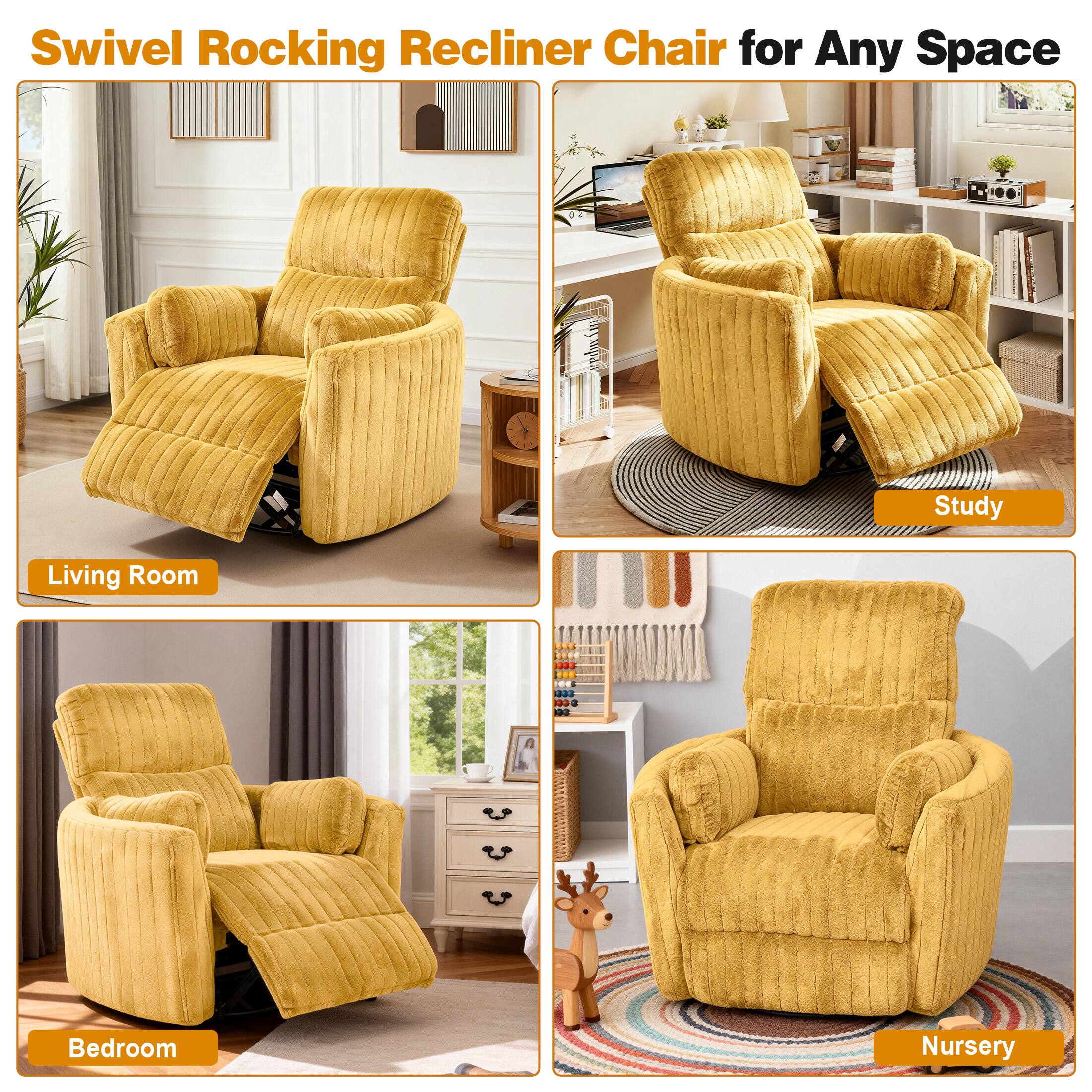 Swivel Rocking Recliner Chair for Any Space

- Living Room
- Study
- Bedroom
- Nursery