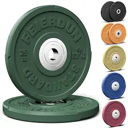 FED Fitness - 2" Color Olympic Bumper Plate Weight Plate for Strength Training - 100% Virgin Rubber - Green