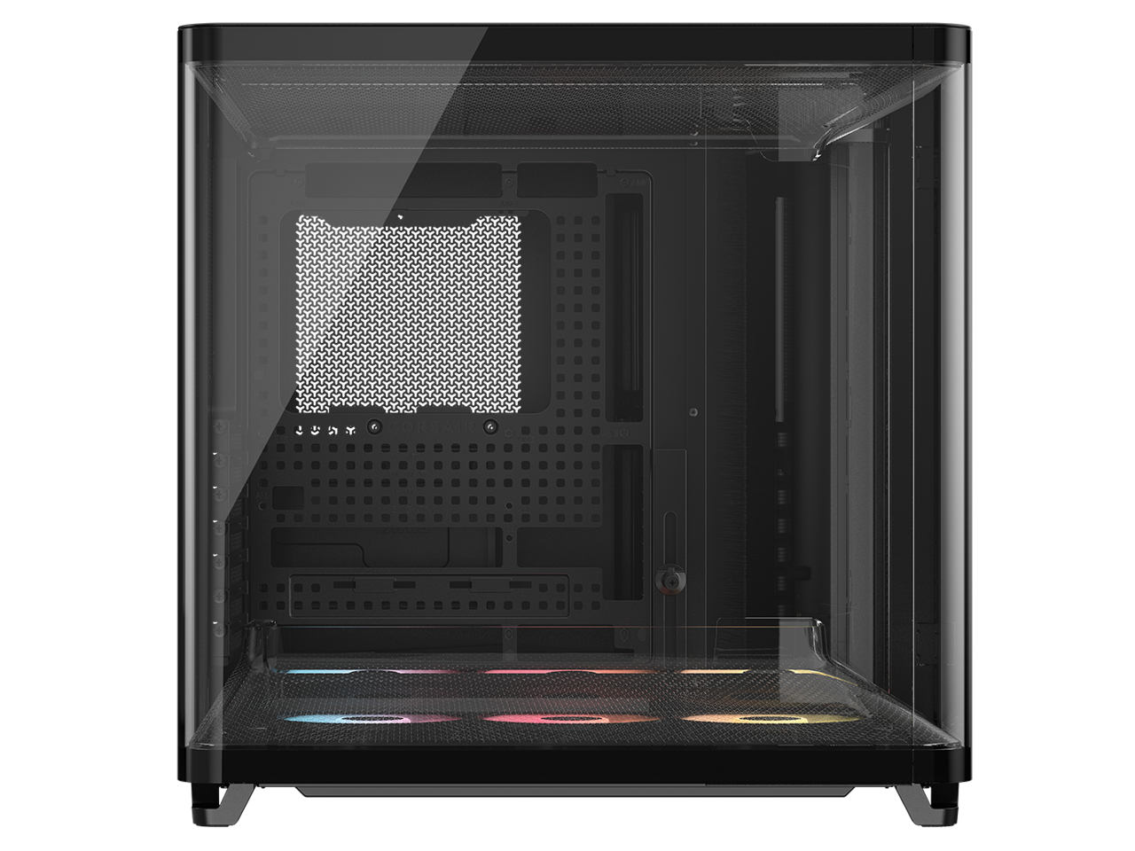 Alt View 2. CORSAIR - Corsair AIR 5400 RS-R ARGB Triple Chamber Mid-Tower Case - Black, 3x RS-R 120mm Fans, BTF Design - Black.