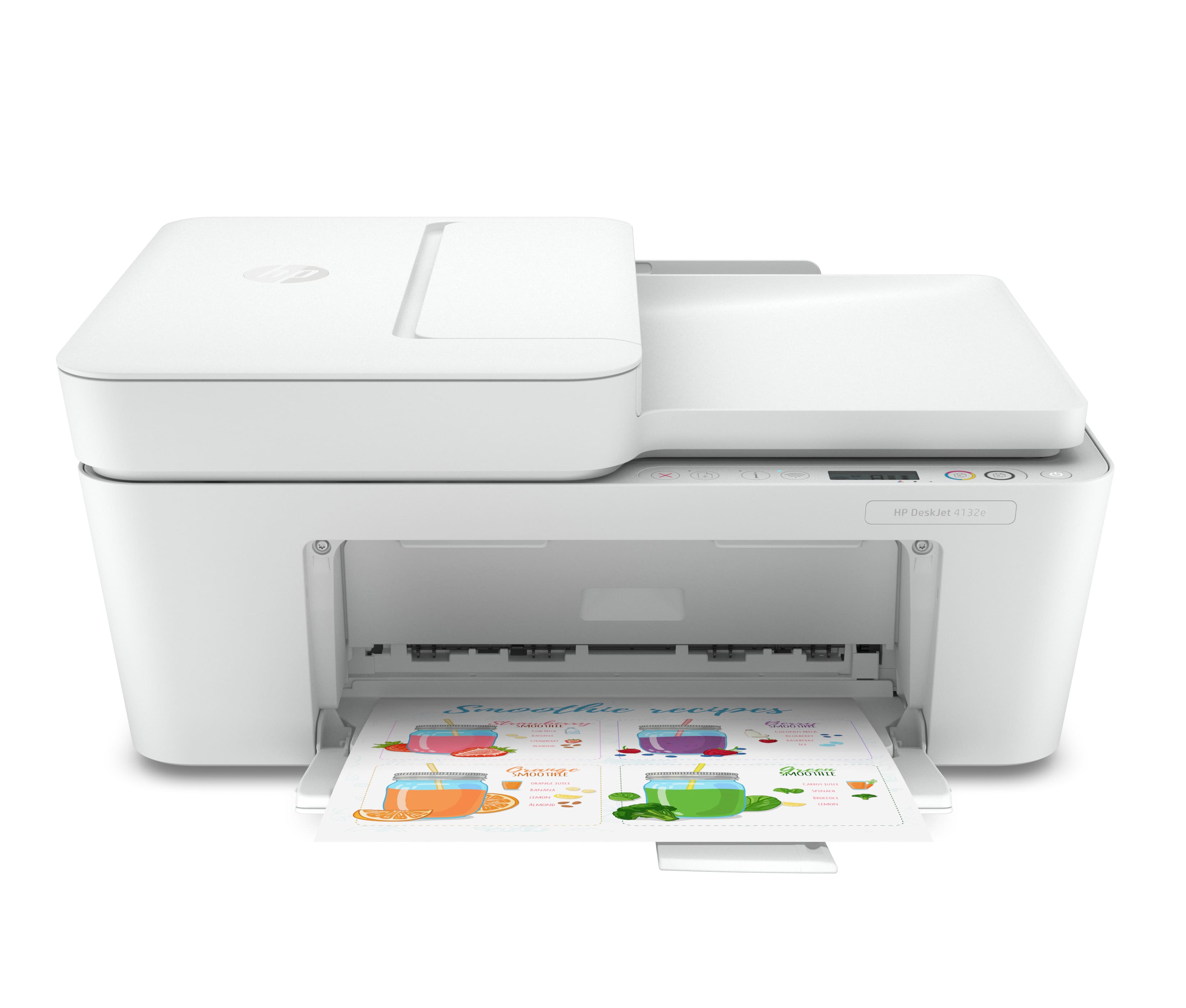Front. HP - DeskJet 4132e Wireless All-in-One Inkjet Printer with 3 months of Instant Ink Included with HP+ - White.