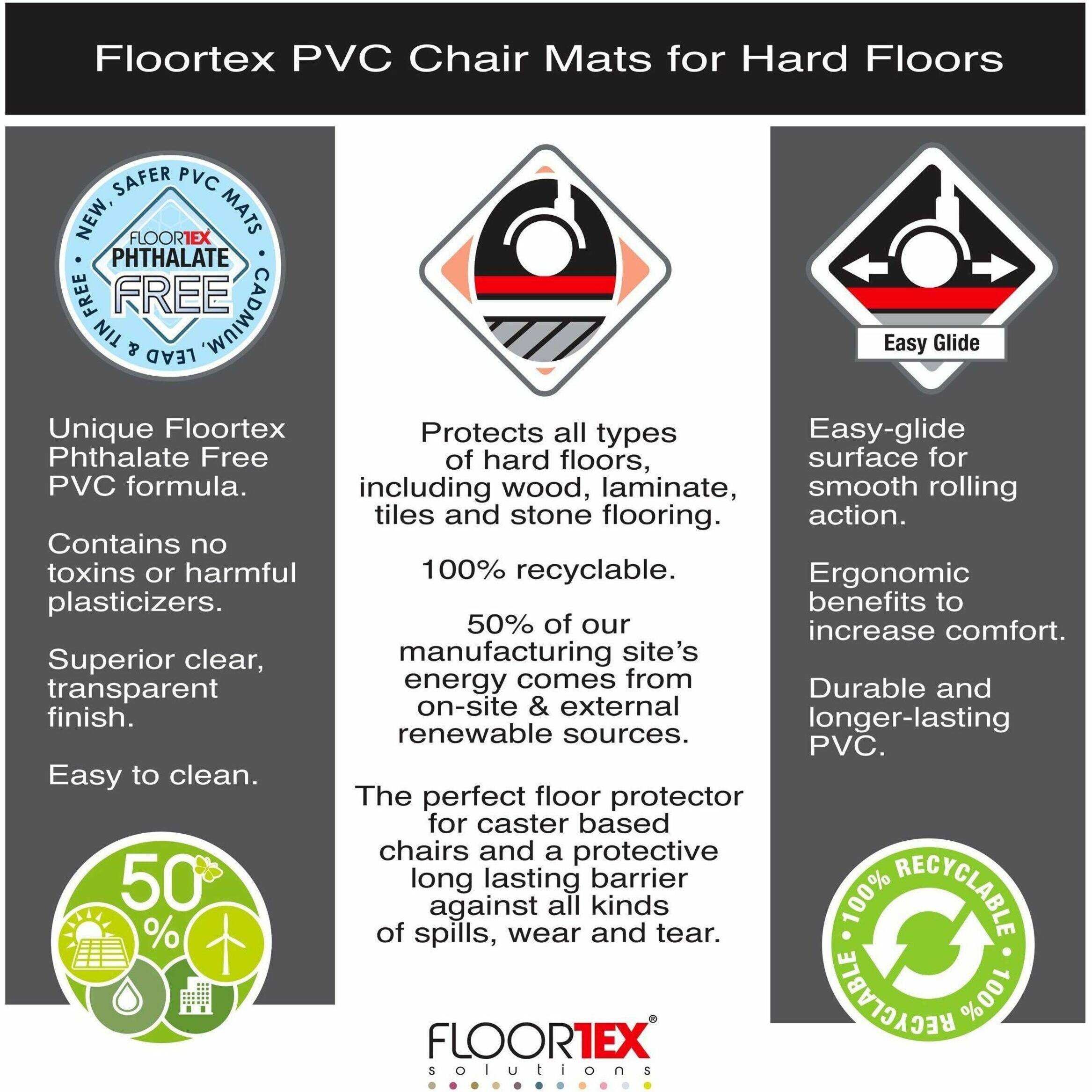 Alt View 26. Floortex - Advantagemat Phthalate Free Vinyl Rectangular Chair Mat for Hard Floor - 45'' x 53'' - Clear.