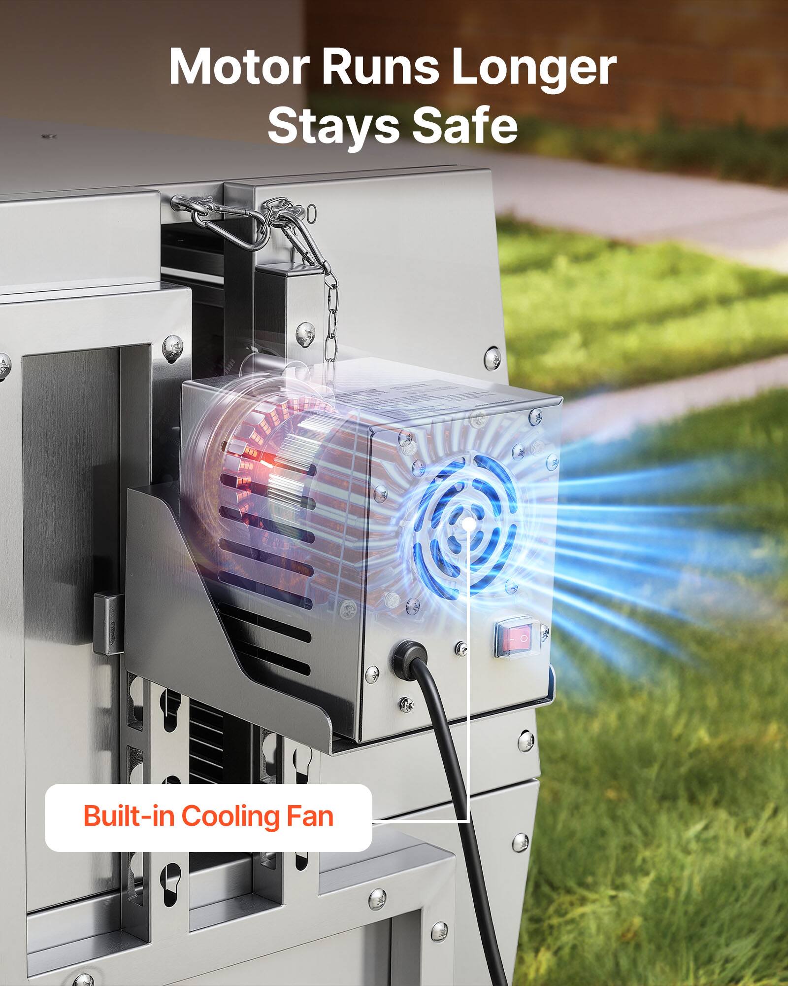 Motor Runs Longer Stays Safe  
Built-in Cooling Fan