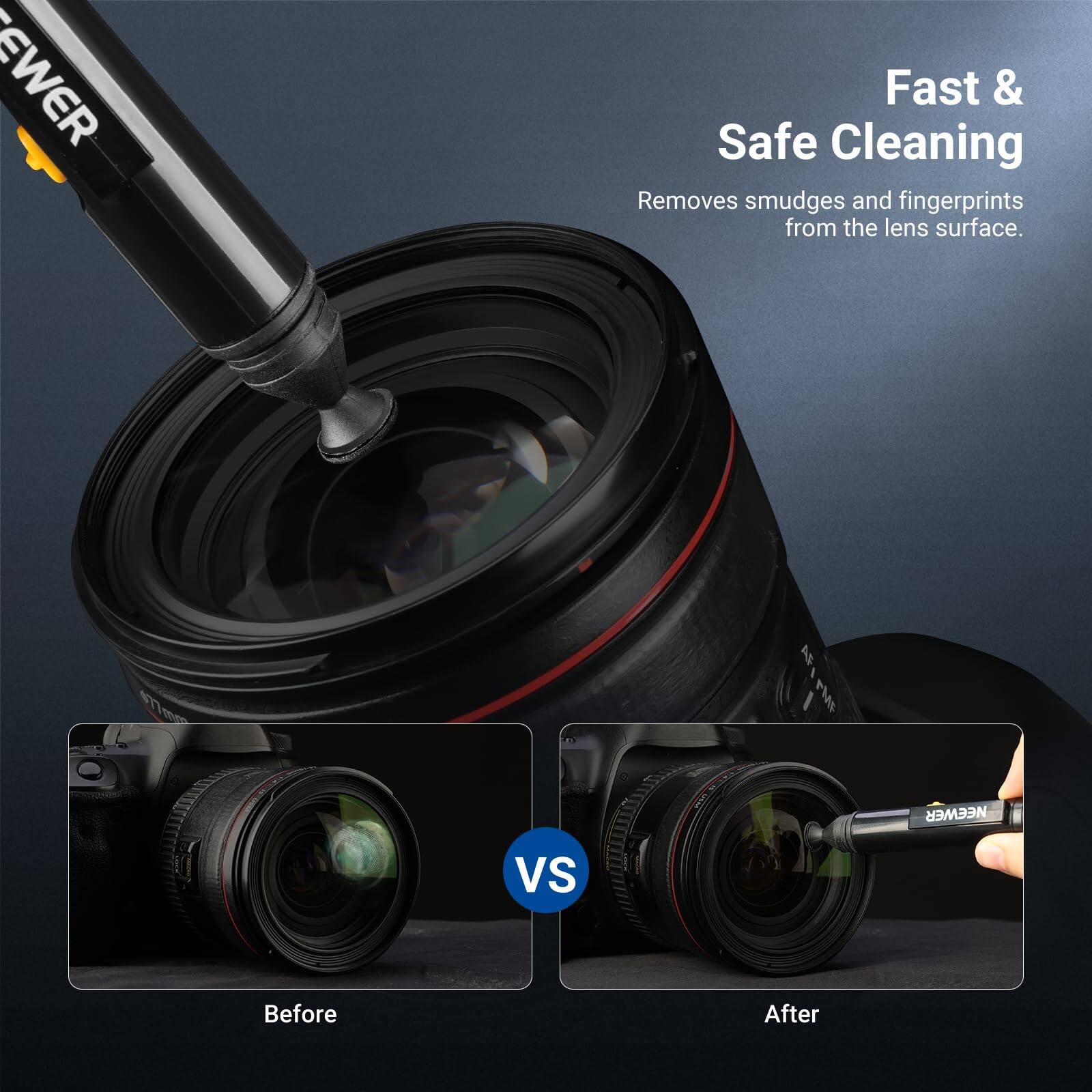 - Fast & Safe Cleaning Removes smudges and fingerprints from the lens surface.
- NEWEVER Vs Before After