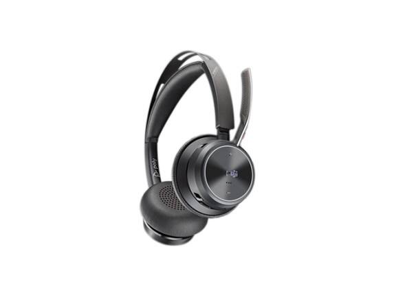 Left. HP - Poly Voyager Focus 2 USBC-C Headset - Teams Certified, Wired/Wireless, Stereo, Bluetooth - Blue.