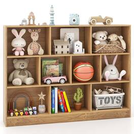 Costway - 10-Cube Bookcase 41" Wooden Toy Storage Organizer for Kids Bookshelf - Natural