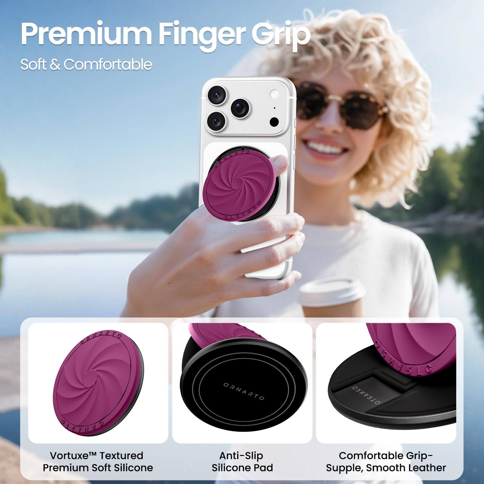 Premium Finger Grip  
Soft & Comfortable  

Vortex™ Textured Premium Soft Silicone  
Anti-Slip Silicone Pad  
Comfortable Grip - Supple, Smooth Leather