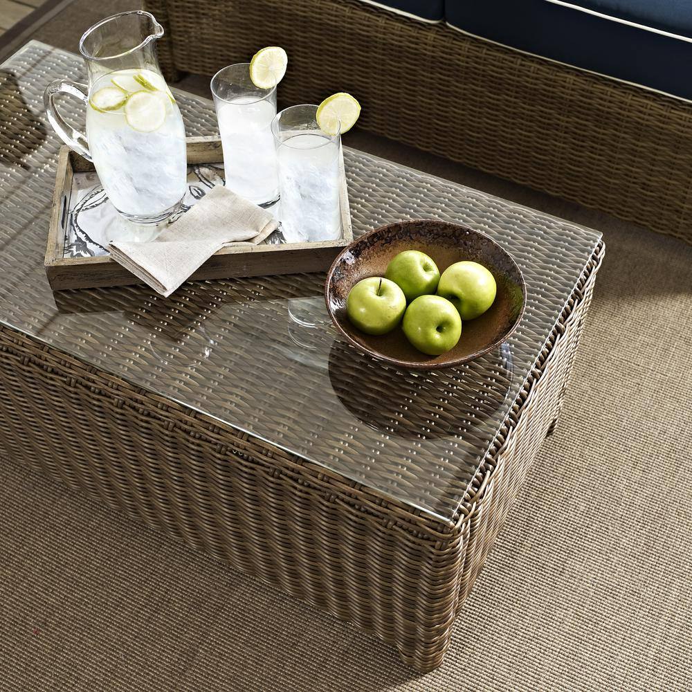 Alt View 2. Crosley Furniture - Bradenton Wicker Outdoor Coffee Table - Weathered Brown.