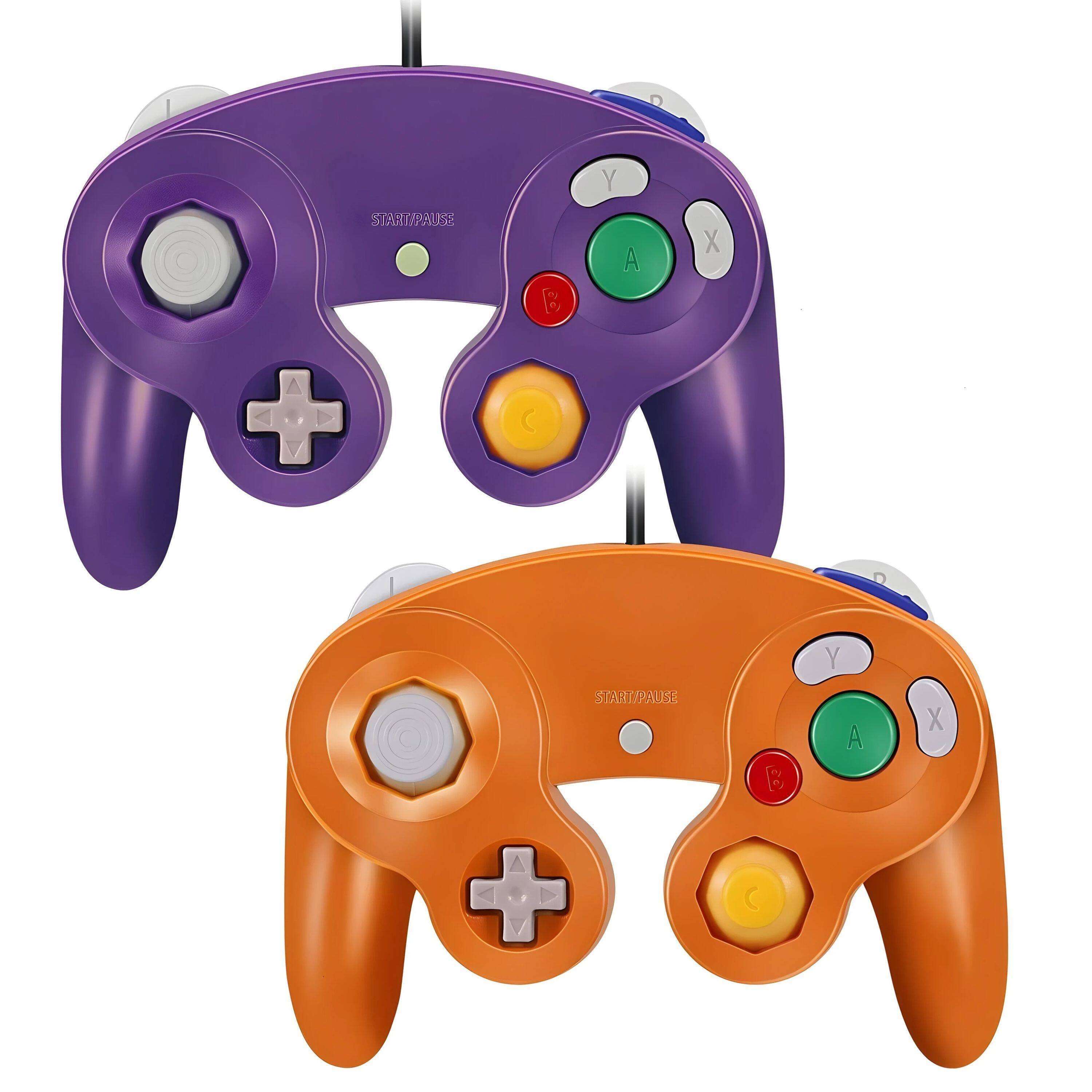 Kitcheniva - Wired NGC Controller Gamepad For Nintendo GameCube & Wii U Console 2 Pcs Purple/Orange - Purple / Orange