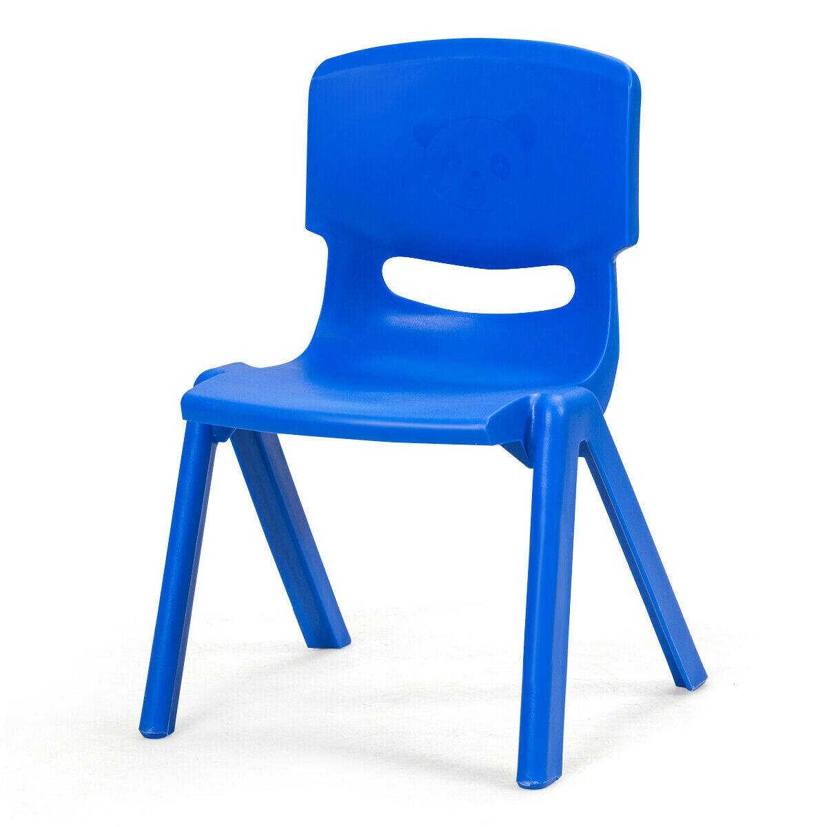 Angle. Sugift - 4-pack Kids Plastic Stackable Classroom Chairs - Blue.