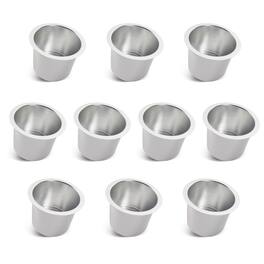 GSE Games & Sports Expert - 10-Pack Jumbo Aluminum Drop-in Cup Holders for Casino Poker Tables, Desk, Boats, RV Cars(Silver)