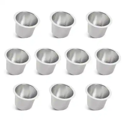 Front. GSE Games & Sports Expert - 10-Pack Jumbo Aluminum Drop-in Cup Holders for Casino Poker Tables, Desk, Boats, RV Cars(Silver).
