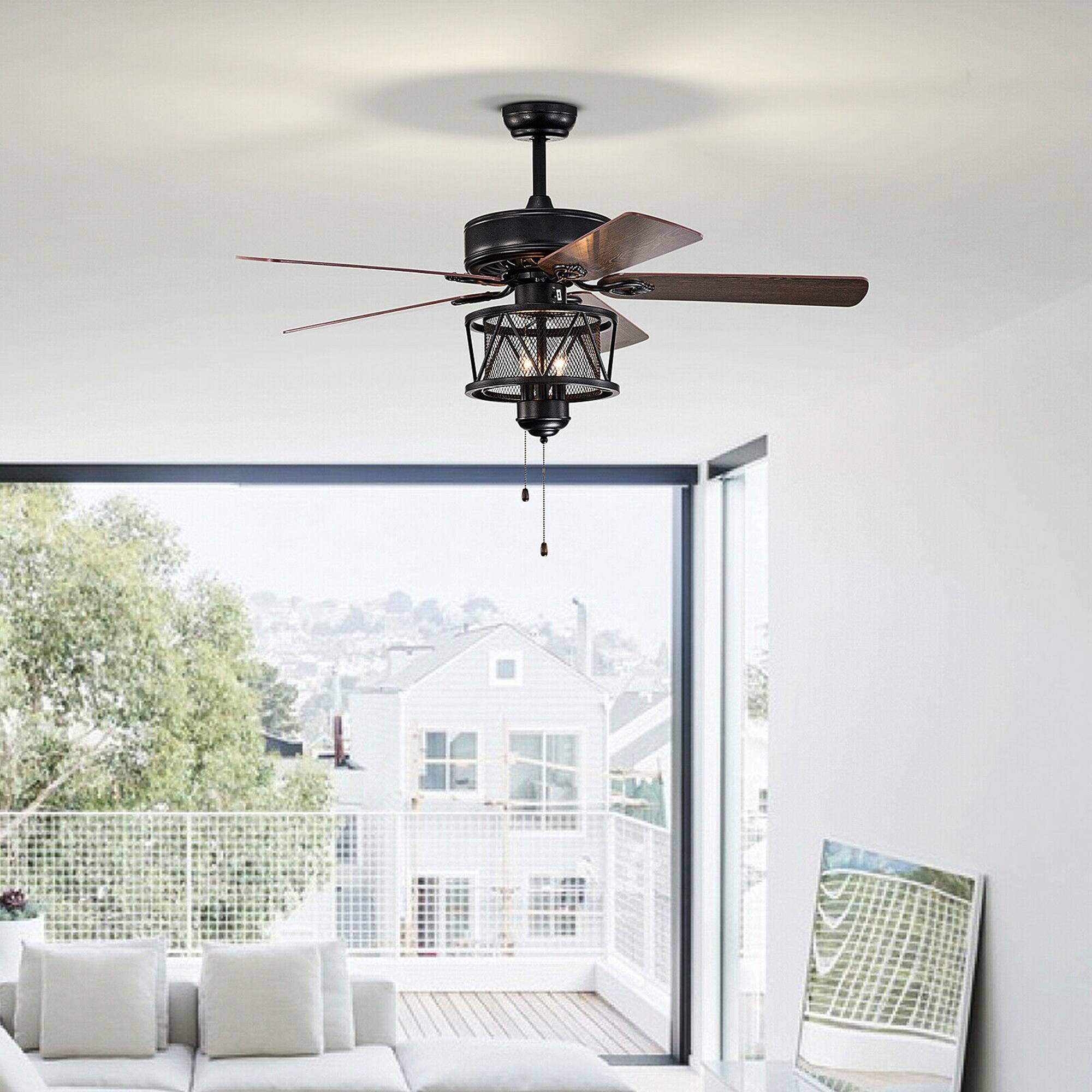 Alt View 2. Gymax - Gymax 50'' Ceiling Fan with Lights Reversible Blades w/ Pull Chain Control Living Room - as pic.