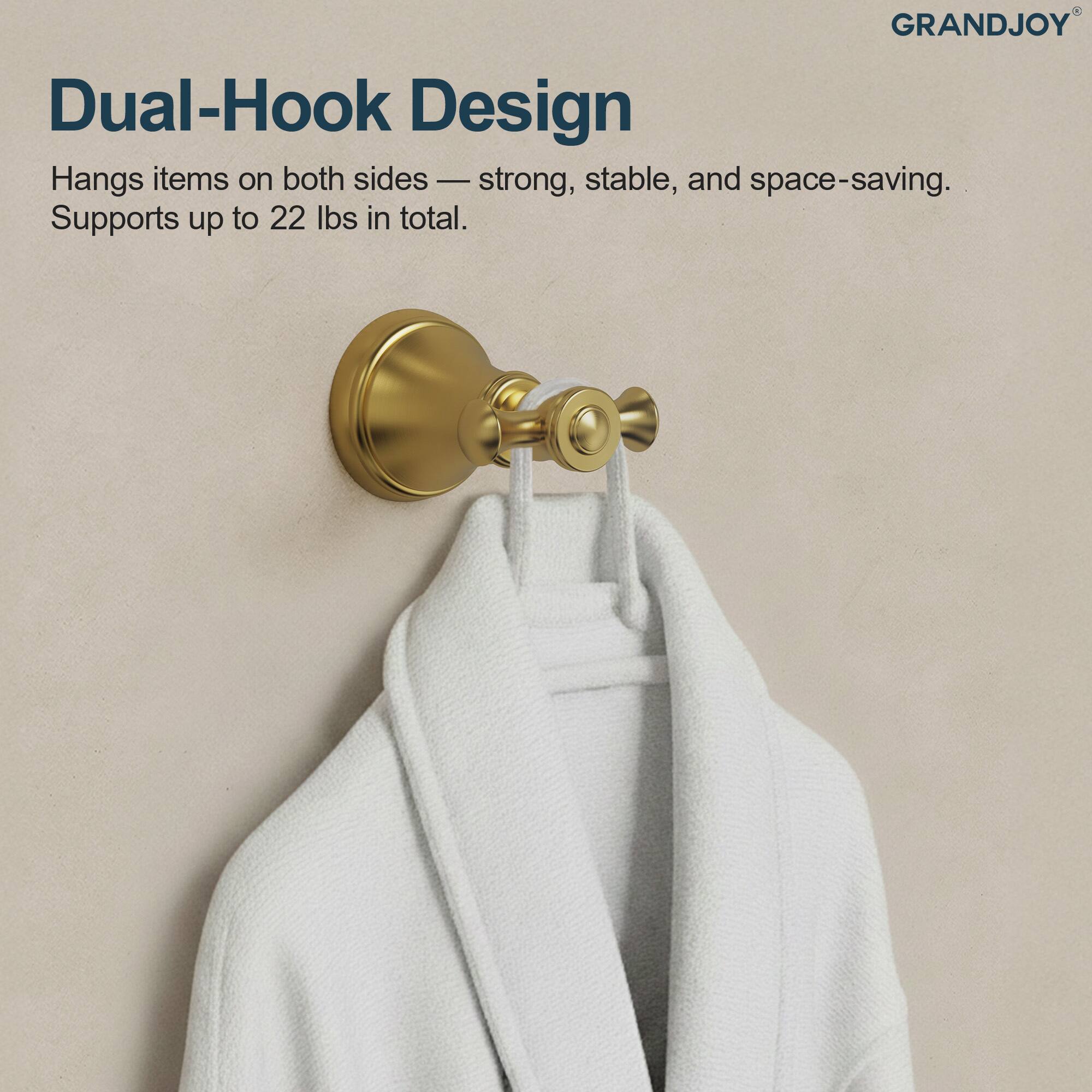 GRANDJOY Dual-Hook Design  
Hangs items on both sides — strong, stable, and space-saving.  
Supports up to 22 lbs in total.