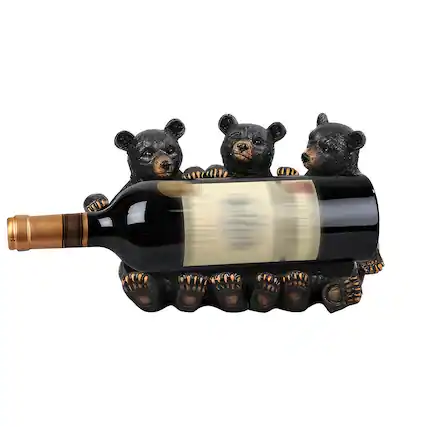 Front. FC Design - FC Design 9.5"H 3 Bear Wine Rest Rack Bottle Holder Dining Room Figurine - Multicolor.