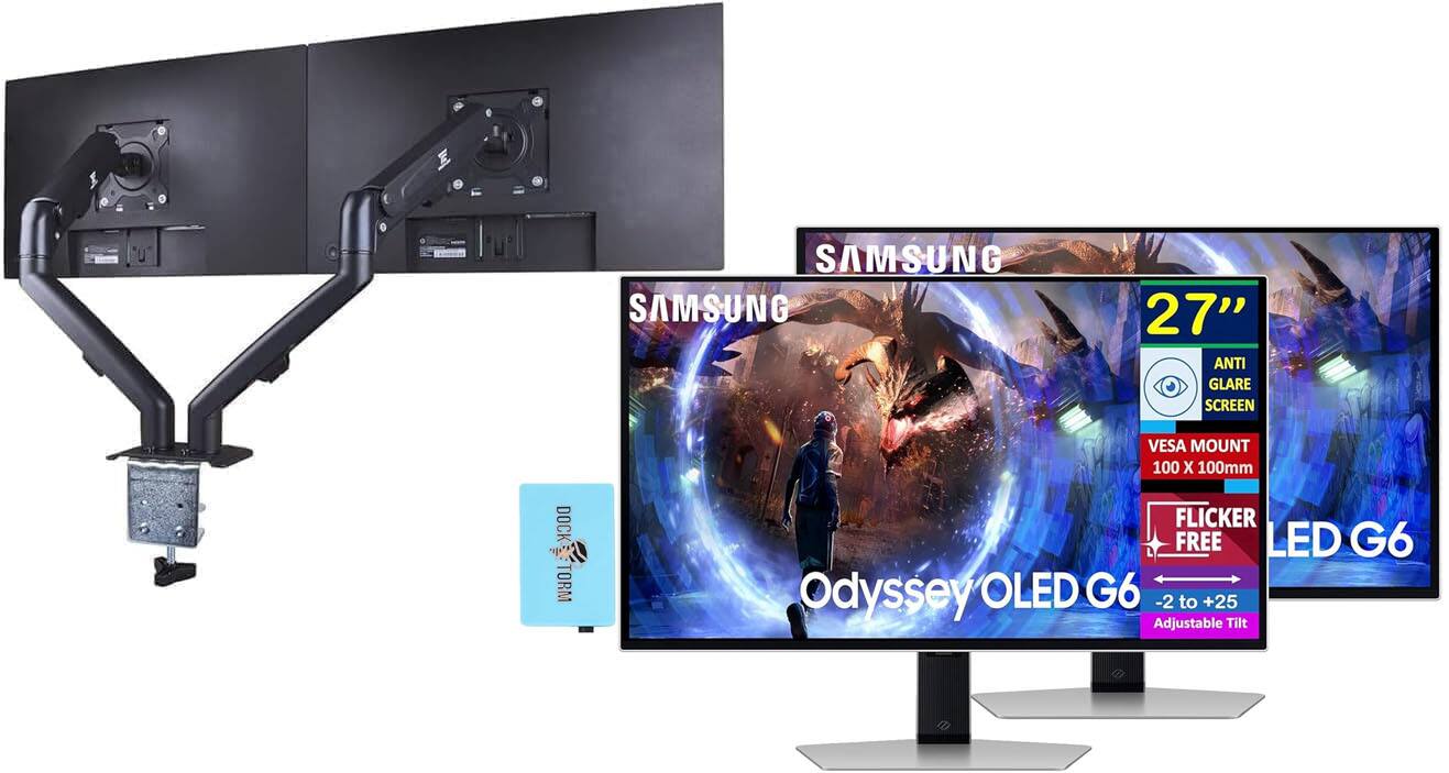SAMSUNG  
27" ANTI GLARE SCREEN  
VESA MOUNT 100 x 100mm  
FLICKER FREE  
LED G6  
Odyssey OLED G6  
-2 to +25 Adjustable Tilt