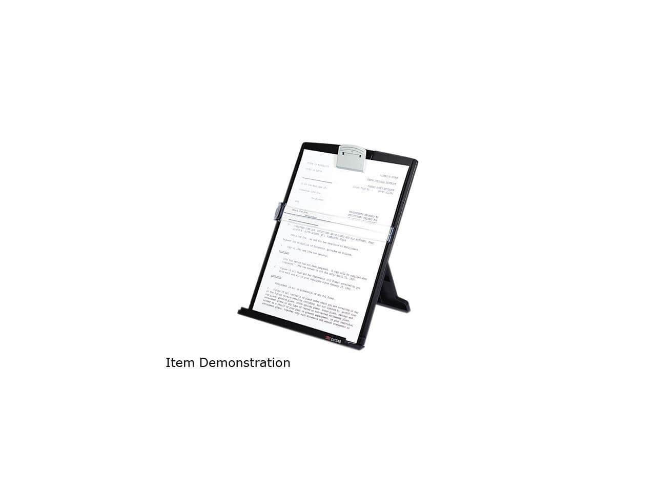 3M - DH340MB Fold-Flat Freestanding Desktop Copyholder, Plastic, 150 Sheet Capacity, Black - Black/Silver Clip