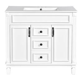 Boyel Living - 36 Inch Bathroom Vanity with Ceramic Sink 2 Doors 2 Drawers - White