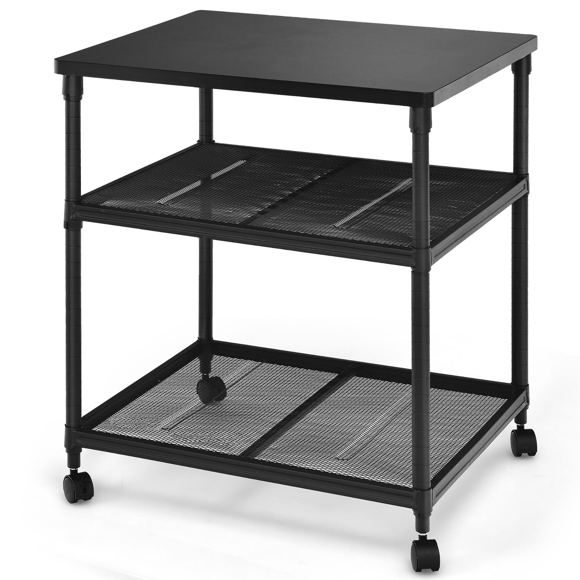 Alt View 9. Costway - Costway 3-Tier Printer Stand Rolling Fax Cart w/ Adjustable Shelf & Swivel Wheel Black - Black.