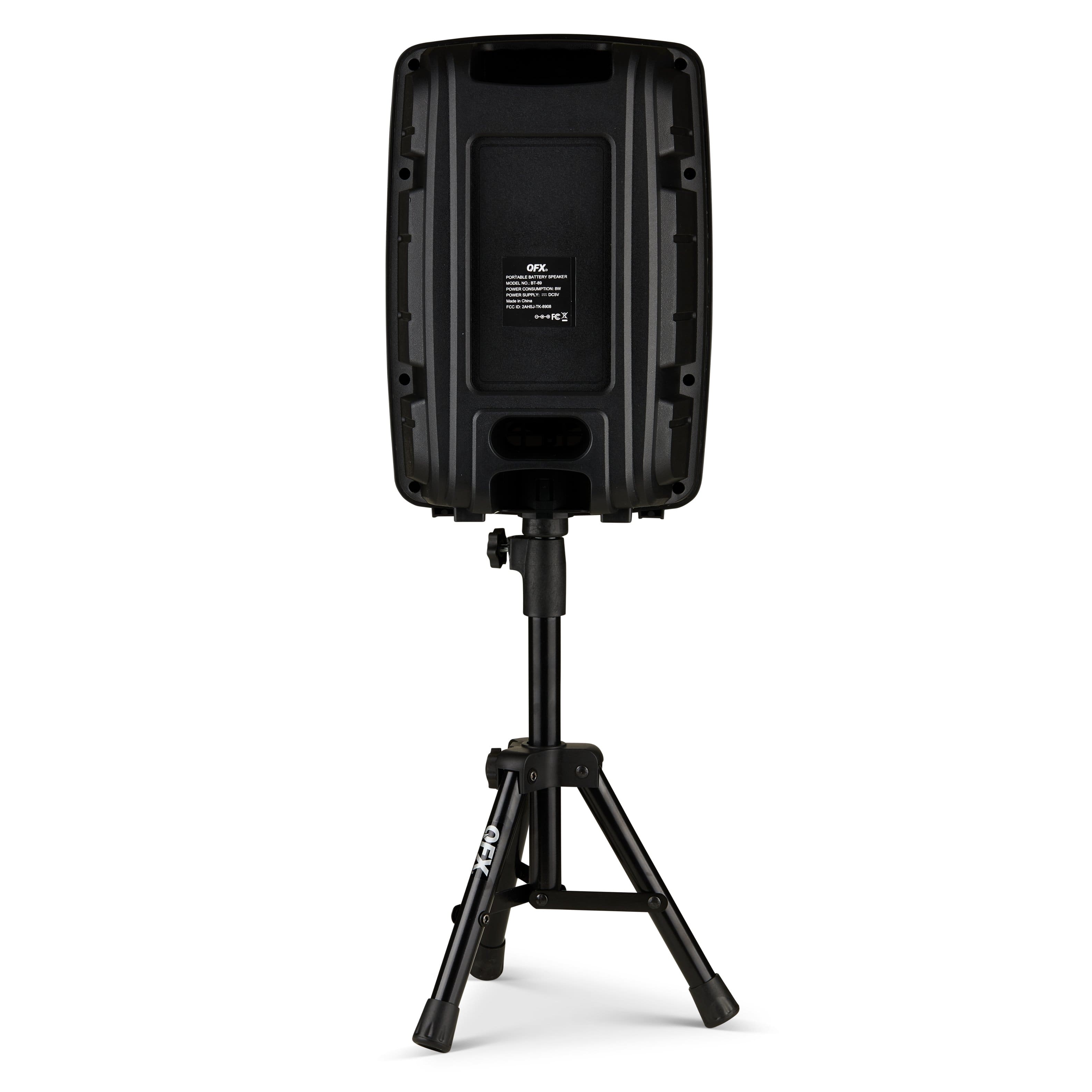 Alt View 11. QFX - 8" BT Recharge Speaker with Microphone & Stand - Black.