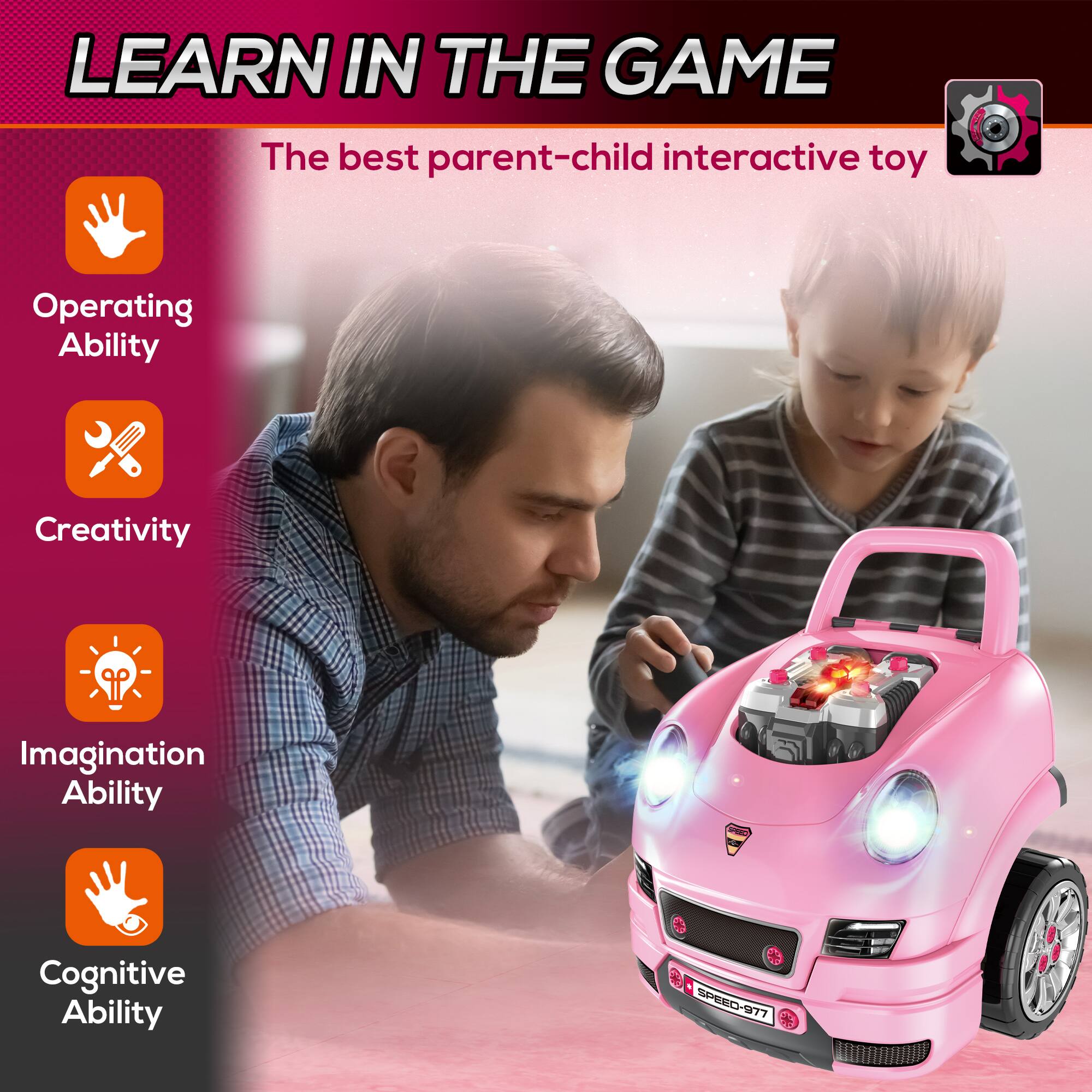 LEARN IN THE GAME

The best parent-child interactive toy

- Operating Ability
- Creativity
- Imagination Ability
- Cognitive Ability

SPEED-977