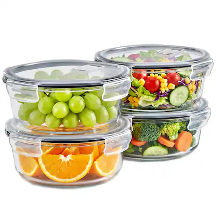Front. Sorbus - Sorbus Set of 4 Glass Food Storage Containers with Steam Vent, Airtight Lids, Microwave, Oven, Freezer & Dishwasher Safe - Clear.