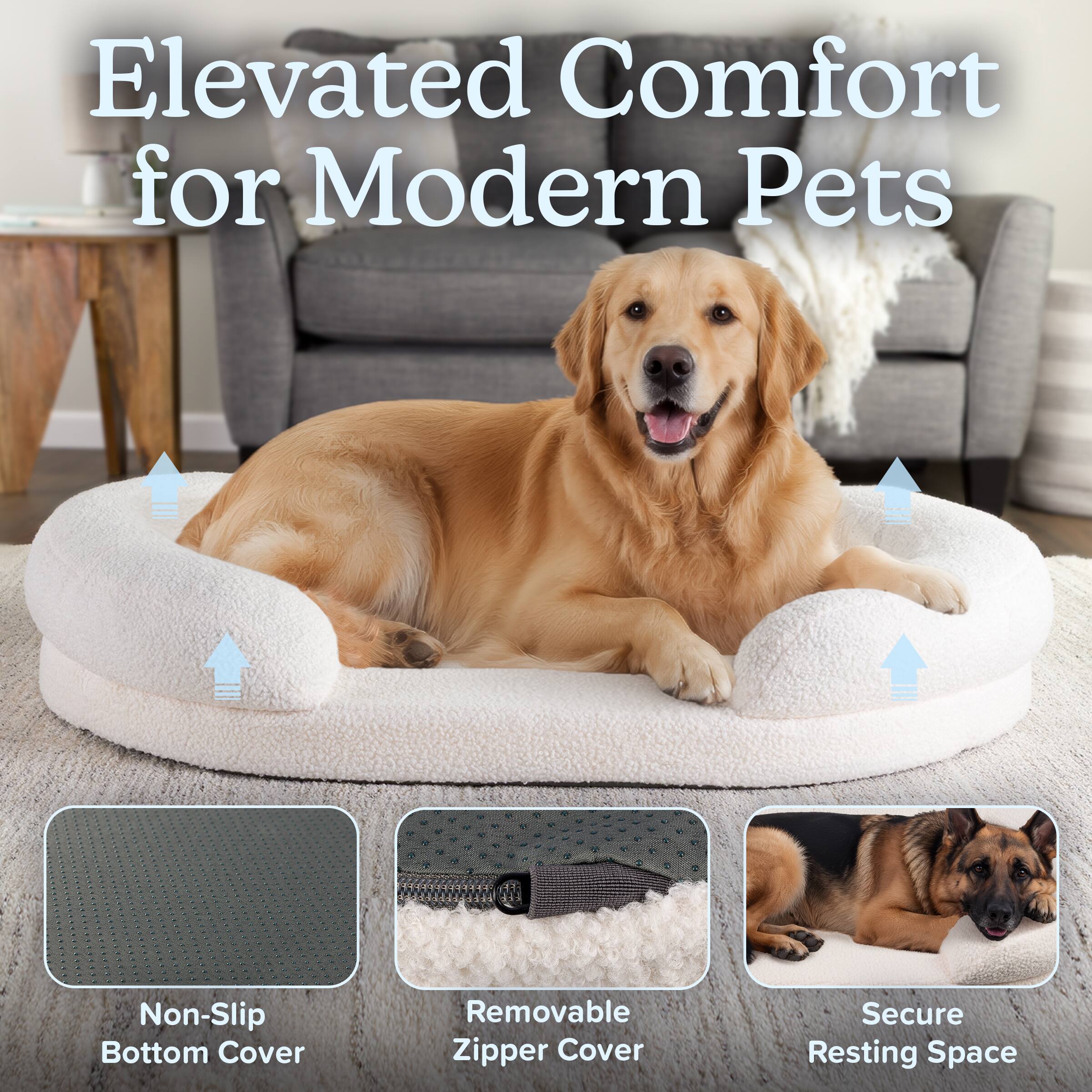 Elevated Comfort for Modern Pets

- Non-Slip Bottom Cover
- Removable Zipper Cover
- Secure Resting Space