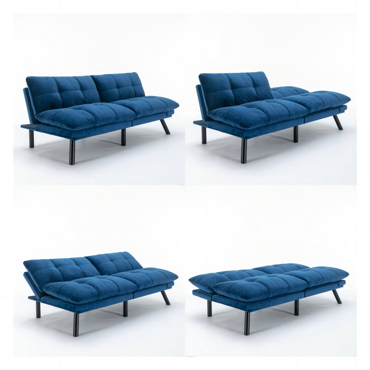 Left. Tiramisubest - Convertible Foldable Modern Sofa Bed,Futon Lazy Sofa Bed,Comfy Small Couch for Living Room and Bedroom,Navy Blue - Navy Blue.