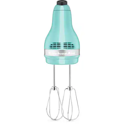 Front. KitchenAid - Ultra Power 5-Speed 60W Hand Mixer in Aqua Sky - Aqua.