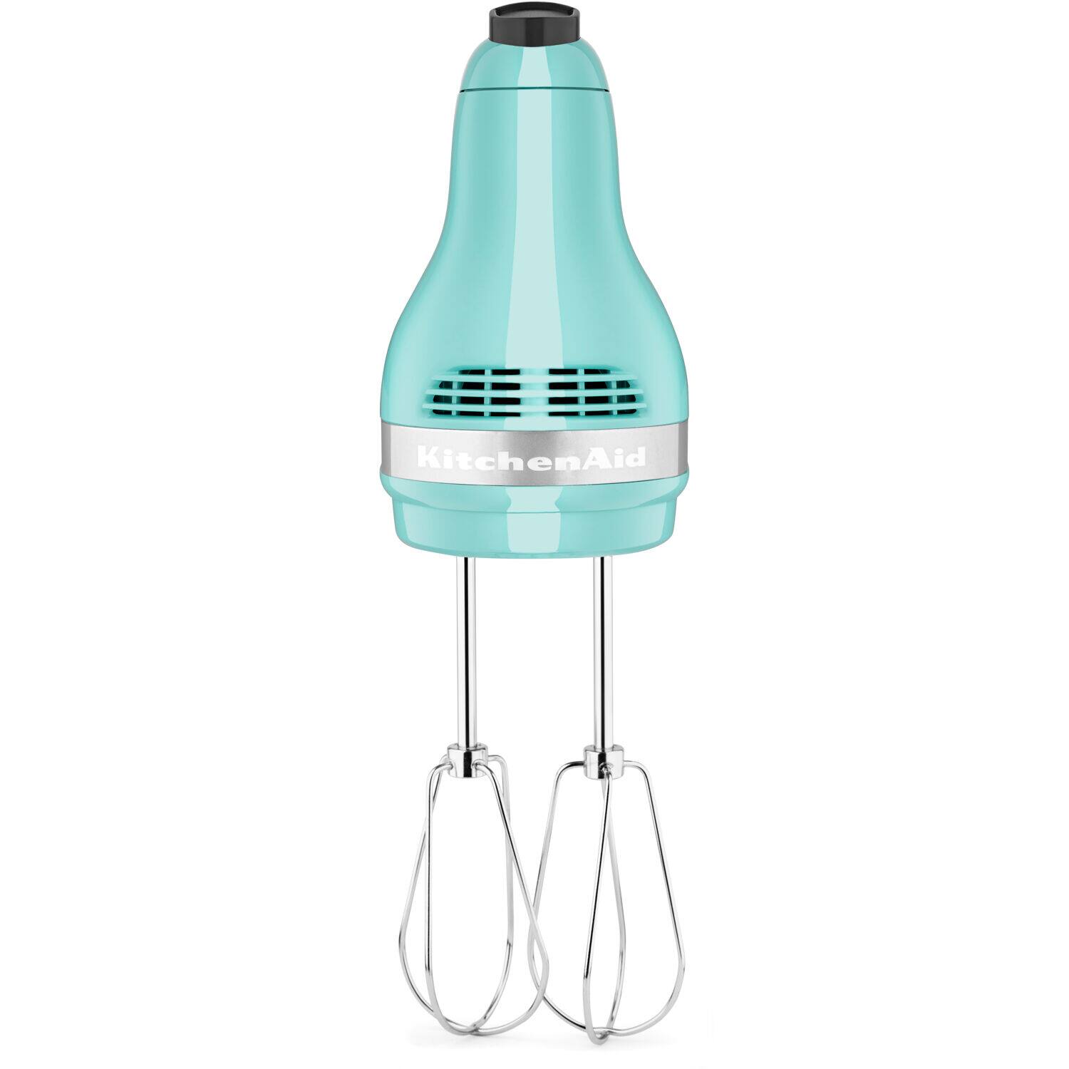 Front. KitchenAid - Ultra Power 5-Speed 60W Hand Mixer in Aqua Sky - Aqua.
