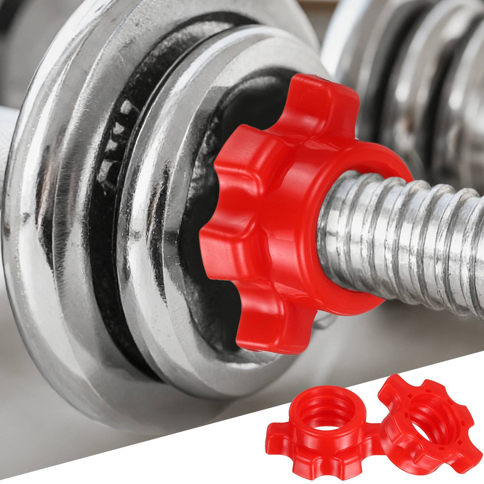 Alt View 4. Unique Bargains - Dumbbell Collars, Barbell Spin Lock Hex Nuts Anti Slip Weight Clip 1" 8pcs Plastic for 1" Barbell/Dumbbell - Red.