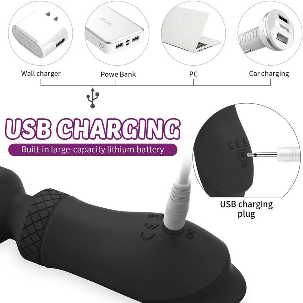 USB CHARGING  
Built-in large-capacity lithium battery  

Wall charger  
Powe Bank  
PC  
Car charging  

USB charging plug