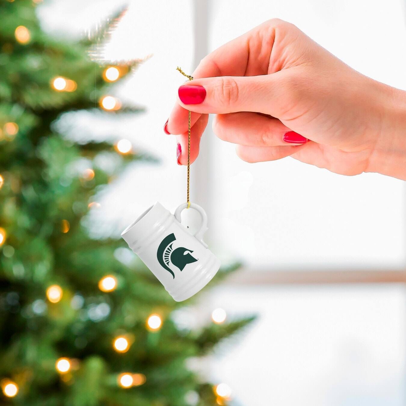 Alt View 1. Evergreen Enterprises - Michigan State Spartans Two-Pack 3" Mini Stein Ornament Set - Multicolor.