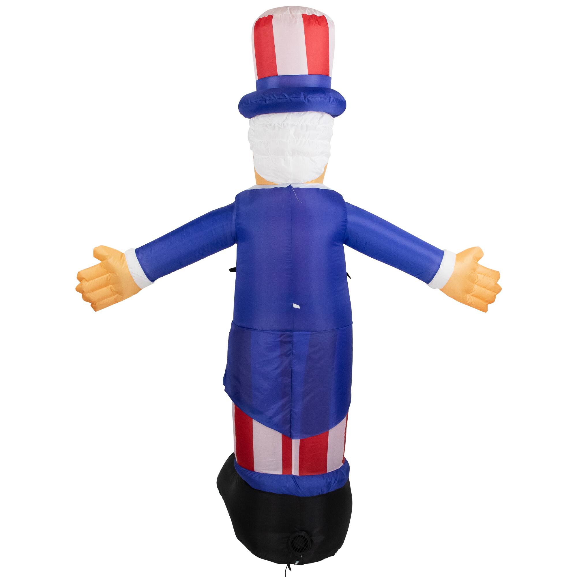 Alt View 6. Northlight - Lighted Inflatable Uncle Sam Patriotic Outdoor Decoration - 6' - White.