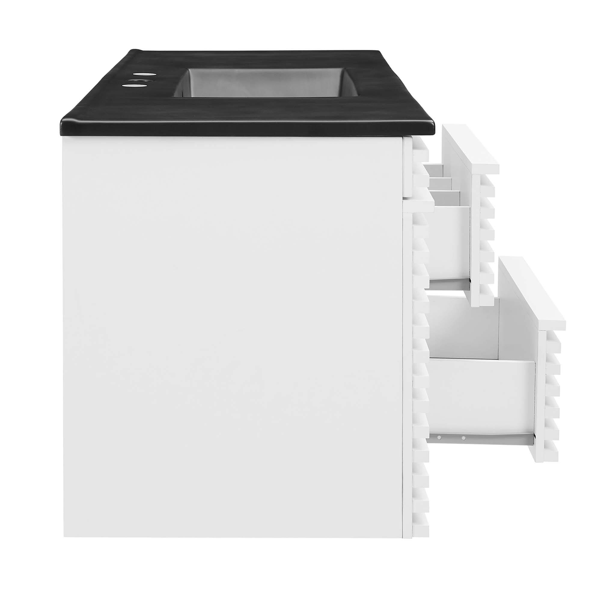 Alt View 4. Modway - Render 48" Wall-Mount Bathroom Vanity Basin Included by Modway - White Black.