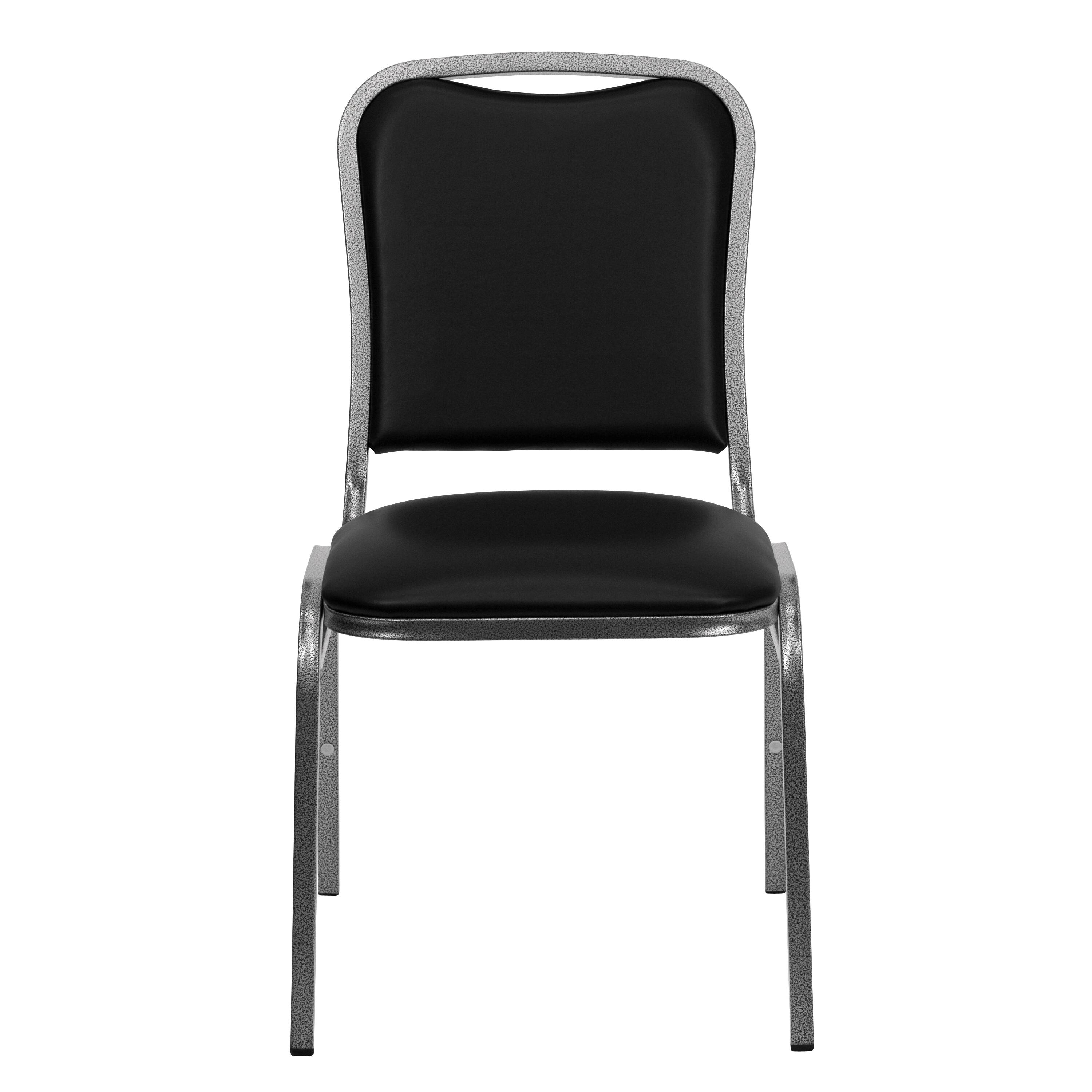 Alt View 7. Emma + Oliver - Stacking Banquet Chair with Vinyl and 1.5'' Thick Seat - Frame - Black Vinyl/Silver Vein Frame.