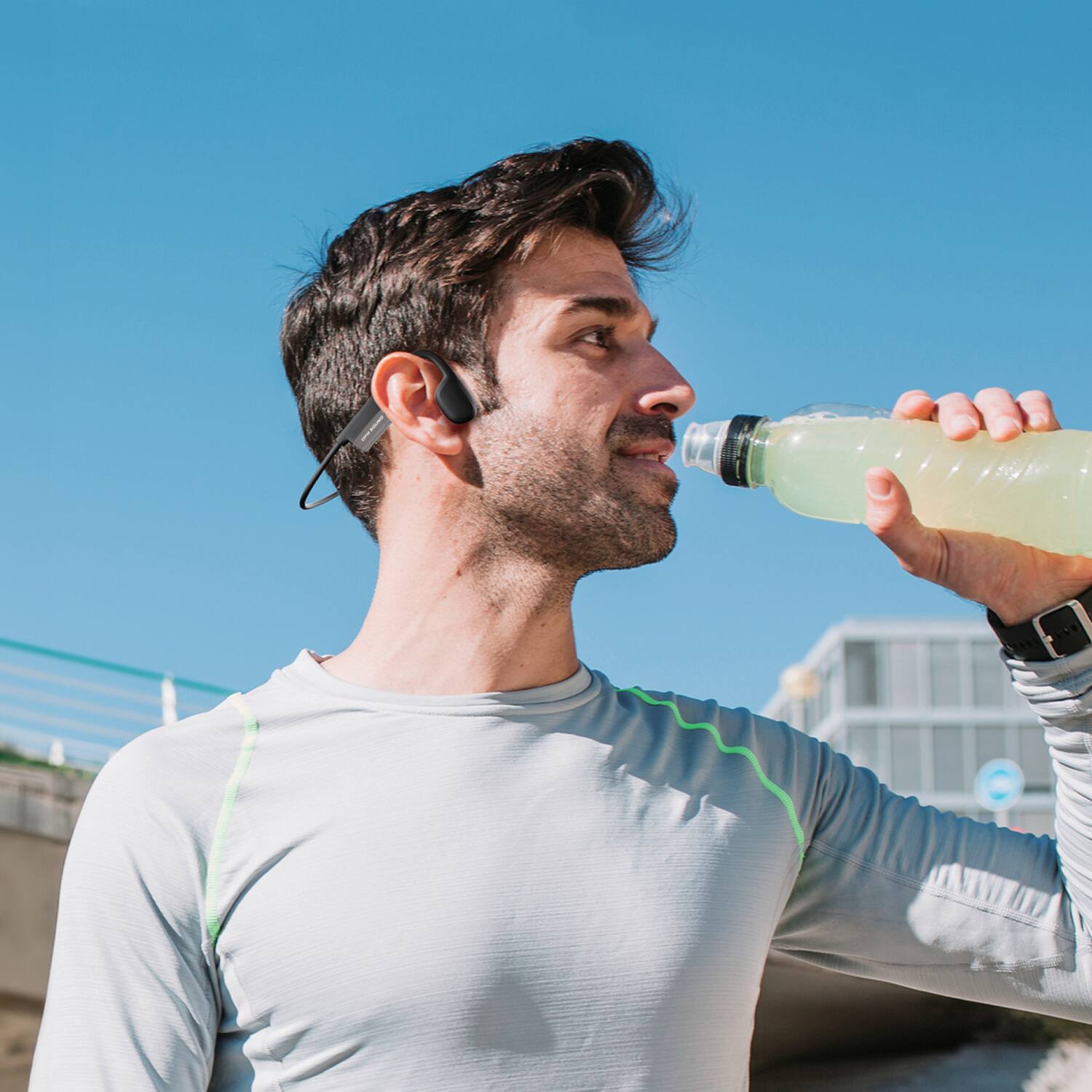 Left. OPN Sound - Opn Sound Os9000bl Mercato+ Bluetooth Open-ear Neckband Headphones With Microphone, Black - Black.