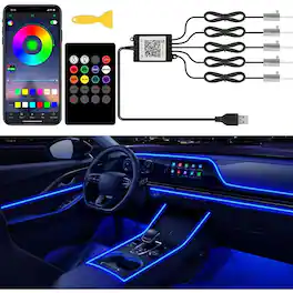 PARKER SLATER - Interior Car Lights, APP & Remote Control Fiber Optic Ambient Lighting Kit - RGB