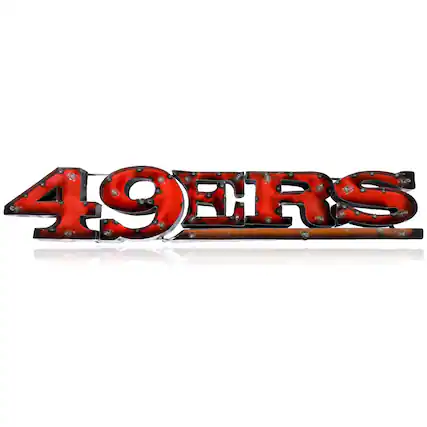 Front. Imperial - San Francisco 49ers 8.5'' x 47'' Lighted Recycled Metal Sign - Multicolor.