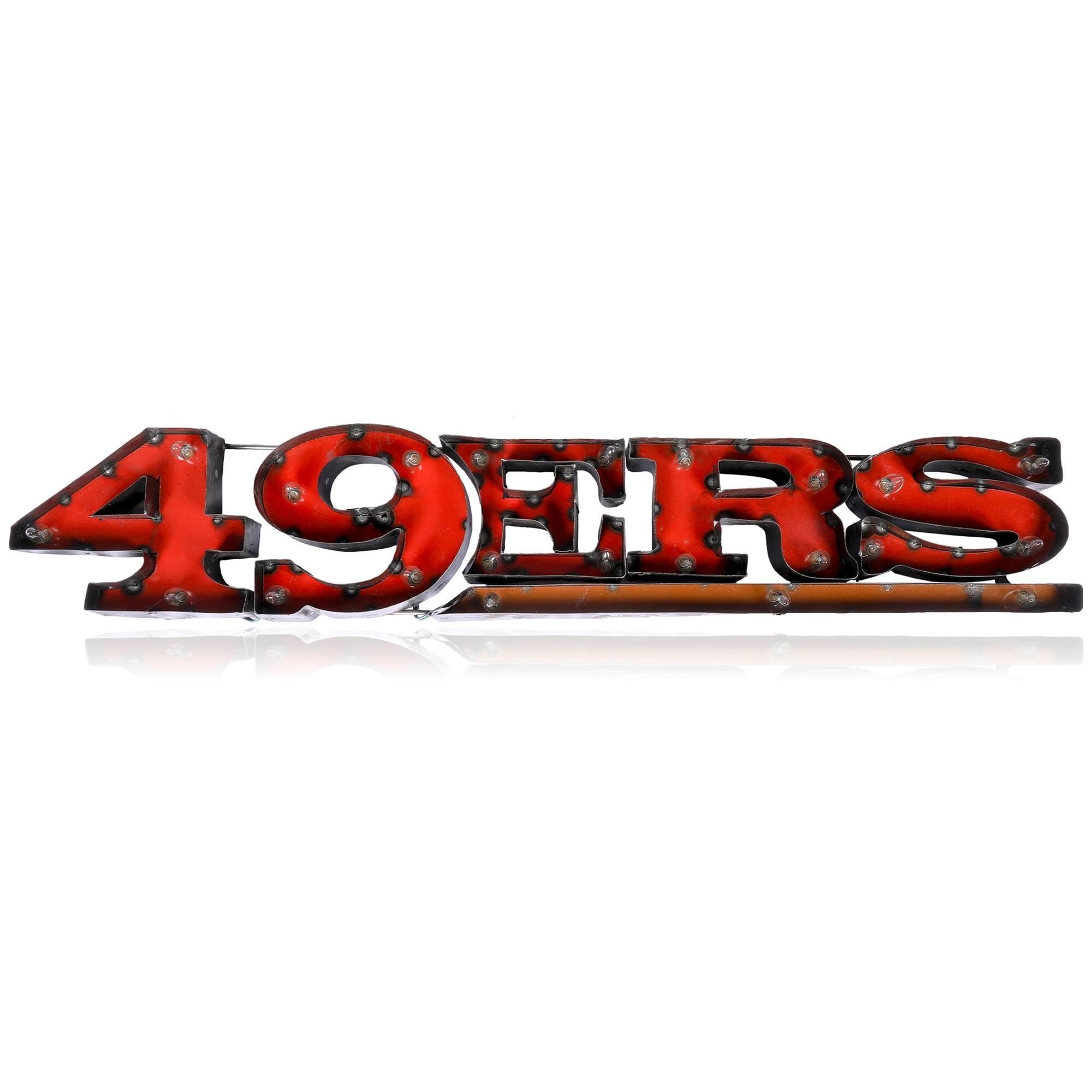 Front. Imperial - San Francisco 49ers 8.5'' x 47'' Lighted Recycled Metal Sign - Multicolor.