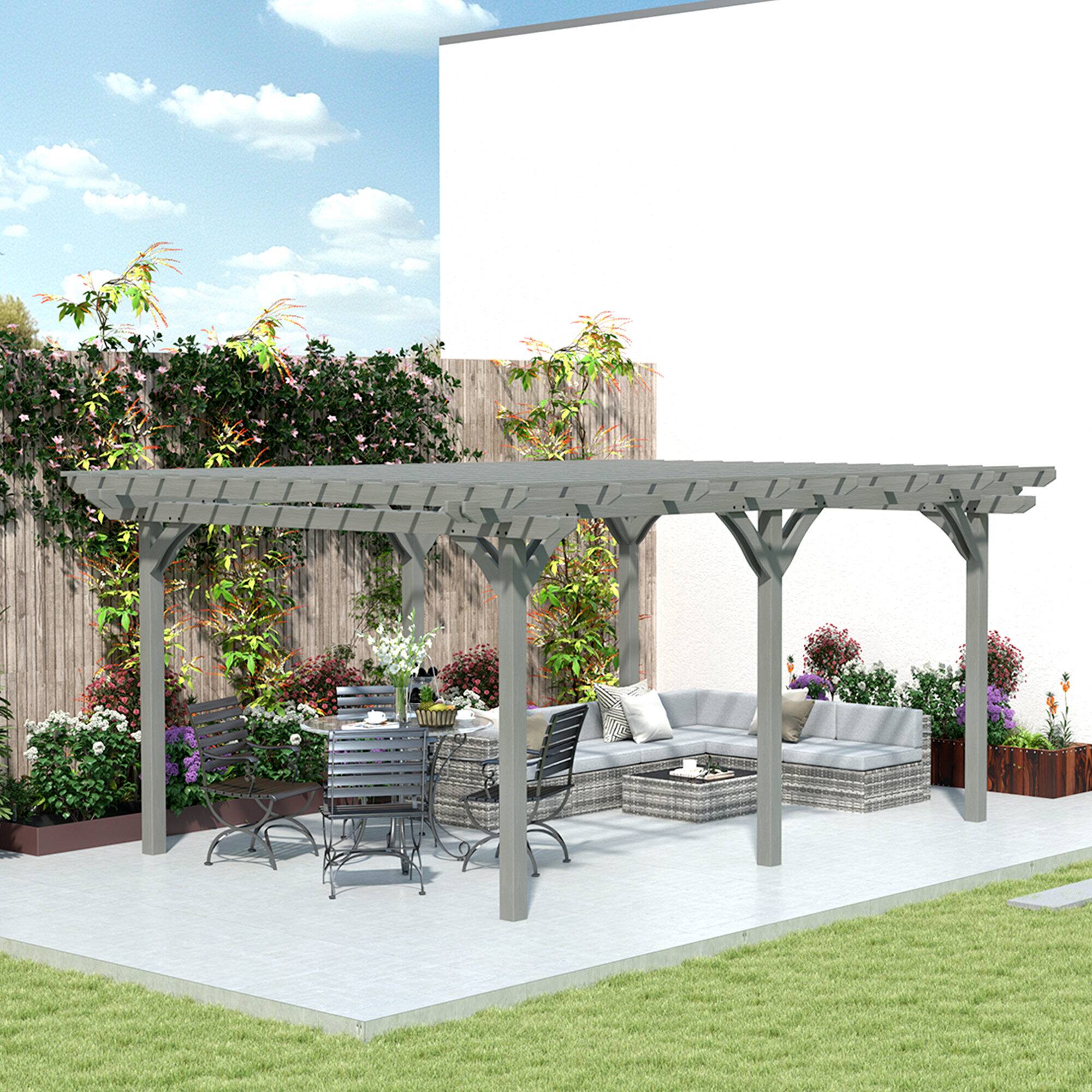 Alt View 1. Outsunny - x 16' Outdoor Pergola - Gray.