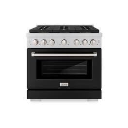ZLINE - 36 in. Paramount Dual Fuel Range with 6 Burner DuoPro Cooktop & Convection Oven w/ Black Door (PSDR-BLM-36) - Stainless Steel with Black Matte Door