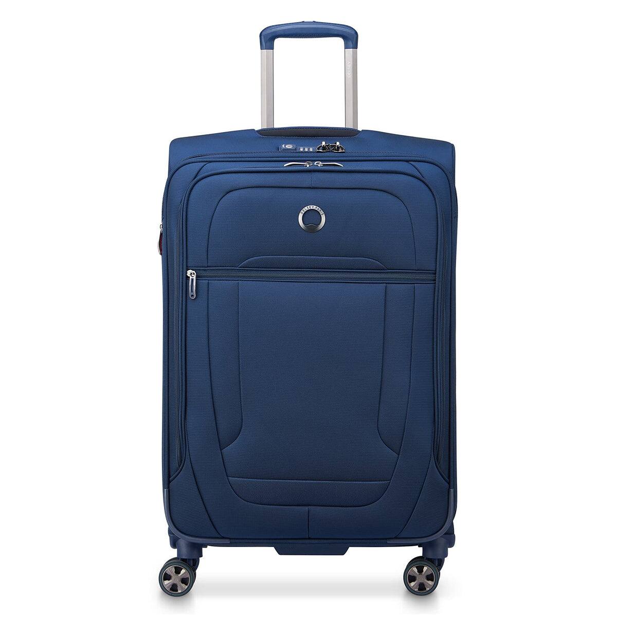 Front. Delsey - Delsey Helium DLX Checked Expandable Spinner- 25" Medium - Navy.