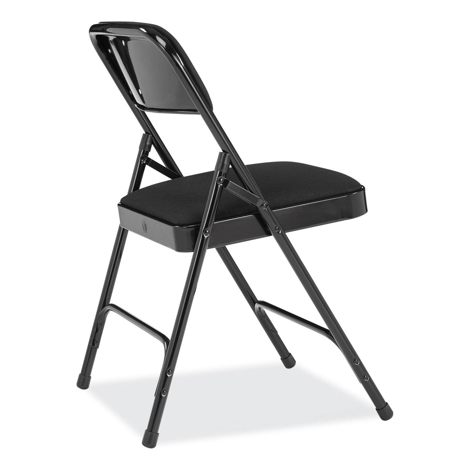 Back. National Brand - 2200 Series Fabric Dual-Hinge Folding Chair Supports 500 lb Midnight Black Seat/Back Black Base 4/Carton - Black.