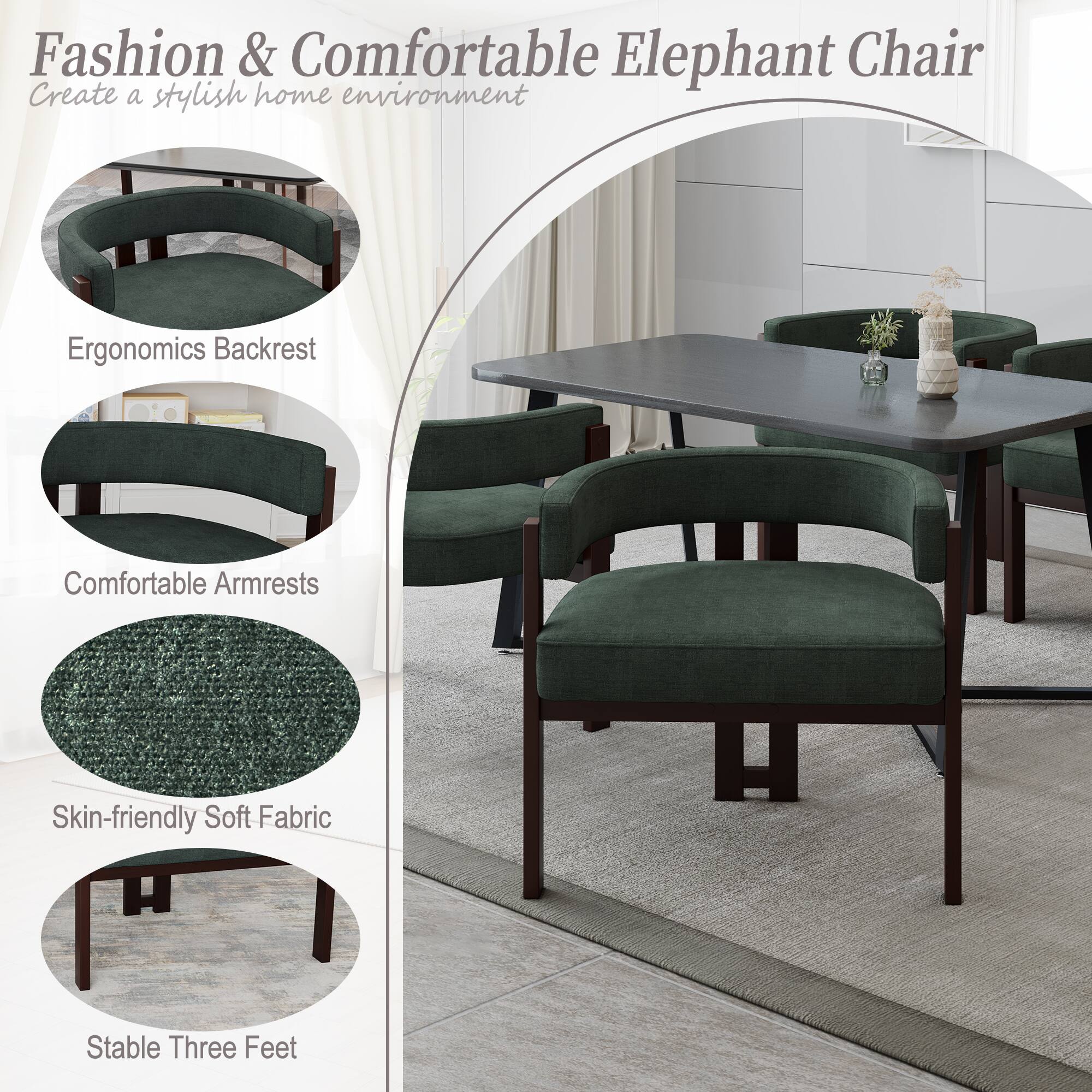 Fashion & Comfortable Elephant Chair  
Create a stylish home environment  

- Ergonomics Backrest  
- Comfortable Armrests  
- Skin-friendly Soft Fabric  
- Stable Three Feet