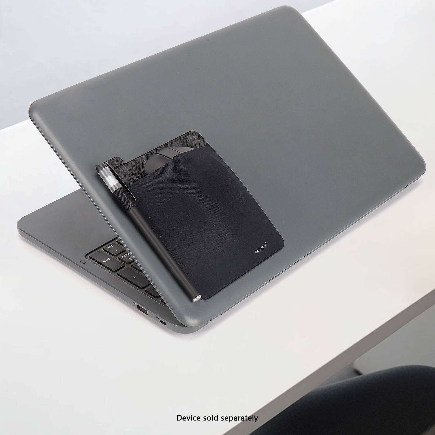 "TCSANARA" is a company name, and "device sold separately" is a disclaimer indicating that the device is not included with the laptop.