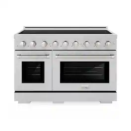 ZLINE - 48 in. 6.7 cu. ft. Paramount Freestanding Induction Range with 7 Element Cooktop & Dual Ovens in Satin Stainless Steel - DuraSnow Stainless Steel